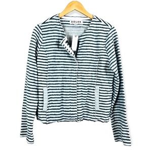 ANTHROPOLOGIE Dolan Striped Brushed Fleece Zipper Front Jacket MEDIUM Moto